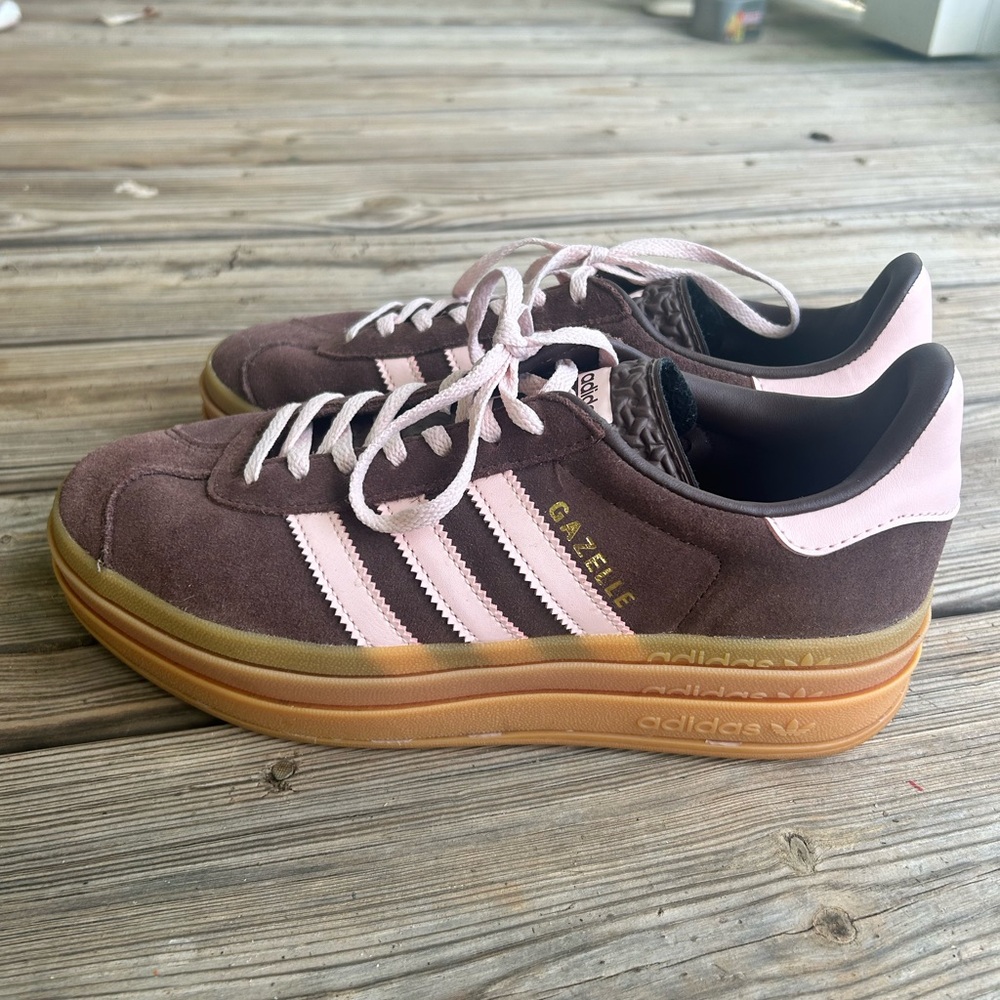Adidas Gazelle Women's Pink and Brown Platform Sneakers